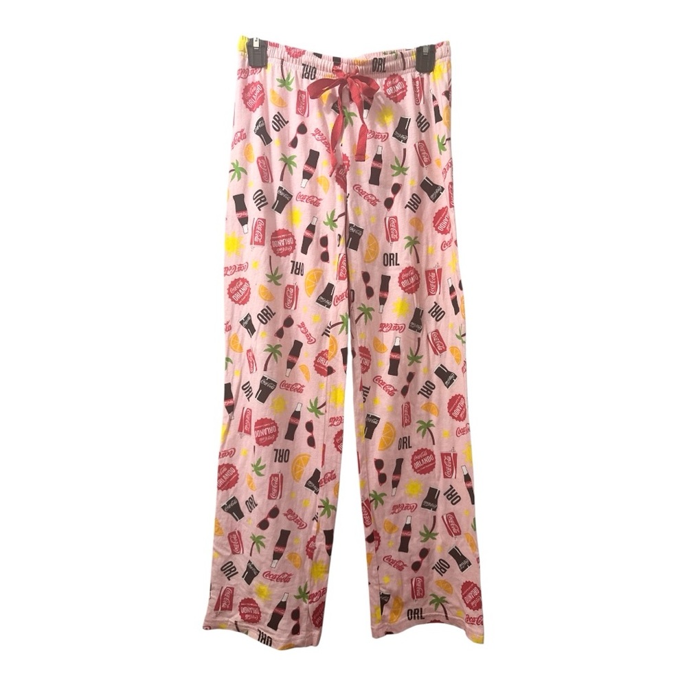 COCA-COLA Ladies Pajama Pants Multi-Color with Pink Background Size XS